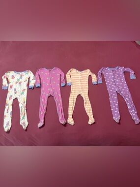 Onsesies - Girls Footed One-Pieces in Purple, Pink, Peach, White - 4 Pack